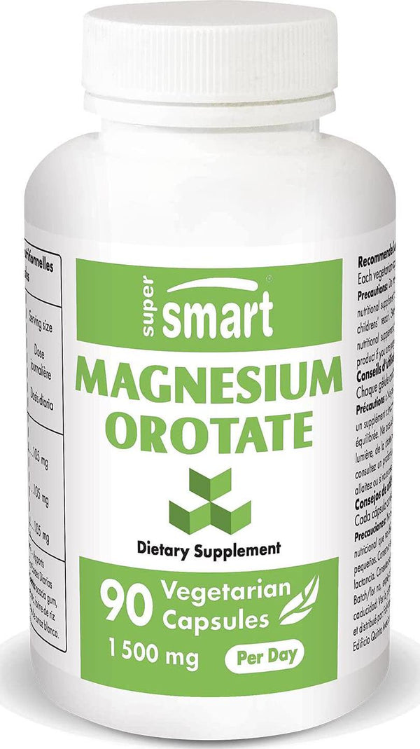 SUPERSMART - Magnesium Orotate 500 mg - Premium Quality - 90 Vegetarian Capsules