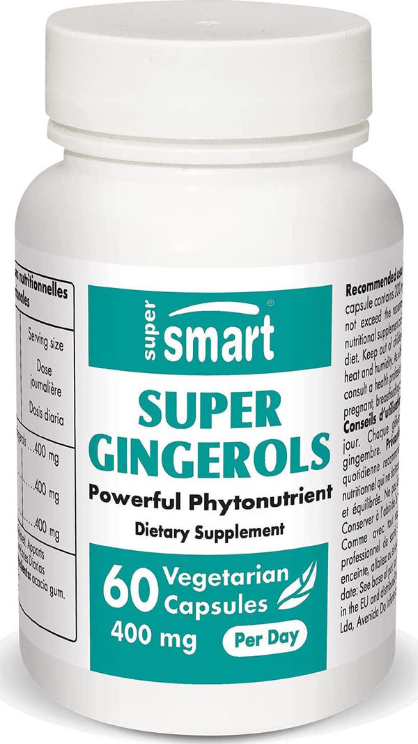 SUPERSMART - Super Gingerols 200 mg - Ginger Root Extract Standardised to 20% Gingerols - Digestive Support and Anti Inflammatory Properties | Non-GMO - 60 Vegetarian Capsules