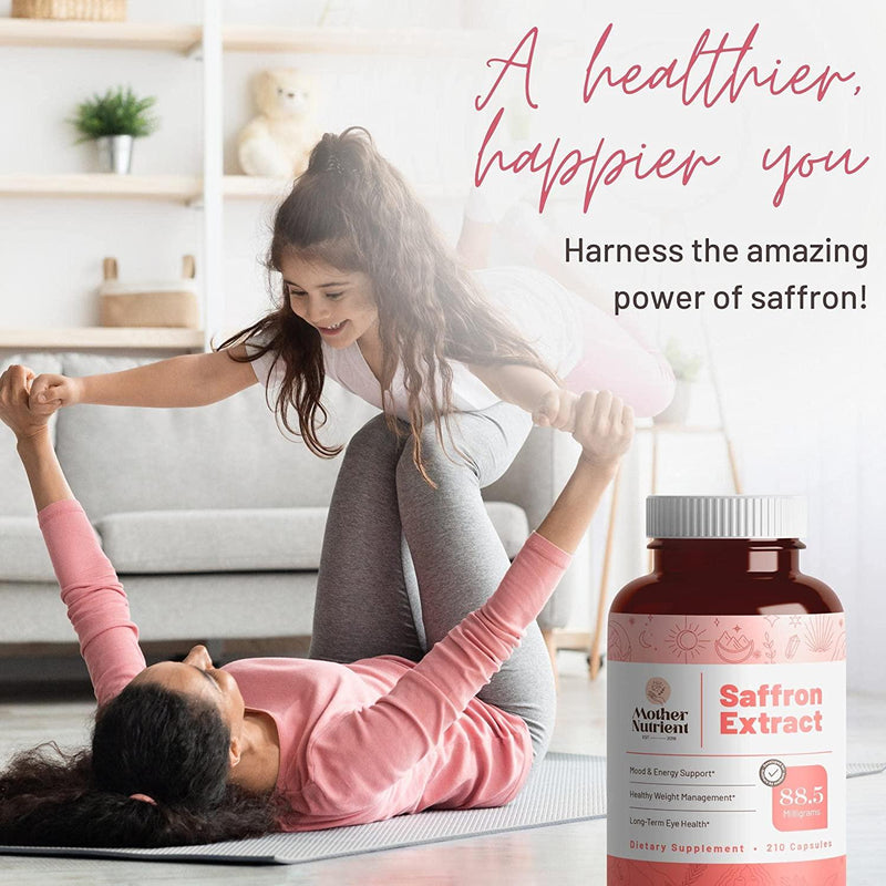 Saffron Extract Supplements by Mother Nutrient Saffron Supplement Capsules for Women and Men 88.5 mg of Saffron Extract (Crocus Sativus) Non-GMO 7 Month Supply (210 Capsules)