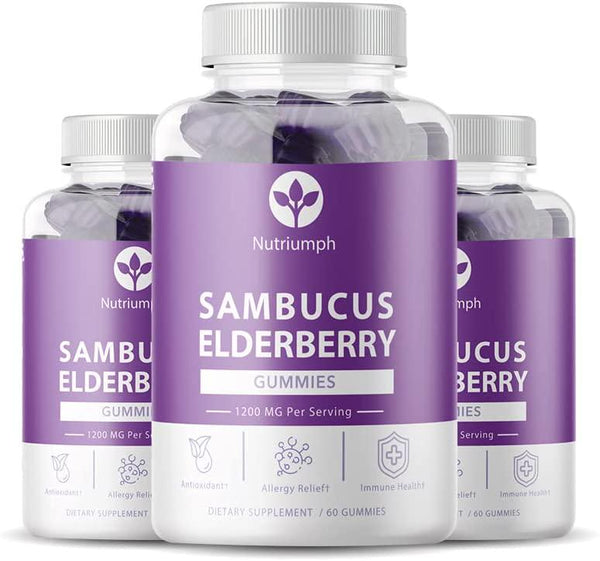 Sambucus Elderberry Gummies Herbal Supplement with Zinc and Vitamin C, Black Elderberry Gummy Extract Immune Support for Kids and Adults, Gluten Free and Vegan Friendly, 60 Gummies