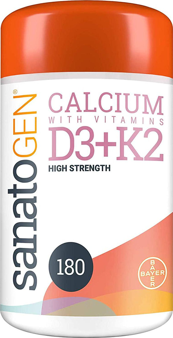 Sanatogen Calcium with Vitamin D3 and K2 High Strength Supplement Tablets, Calcium 400 mg, 180 Tablets 3 Months Supply for Men and Women