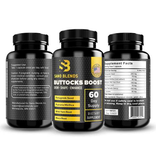 SanoBlends Buttocks Boost Big Butt Enhancer Supplement for Men and Women - Natural Formula - Fast Growth Glute Supplement