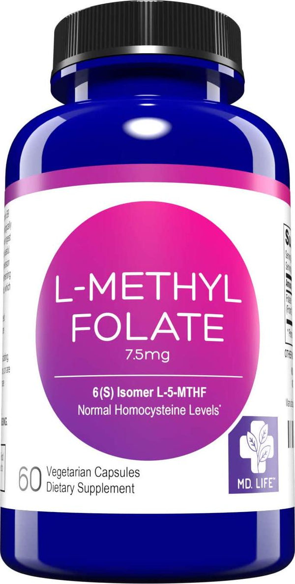 Save $$ MD.LIFE 5-MTHF L-Methylfolate 7.5MG Professional Strength Active Folate 60 Capsules