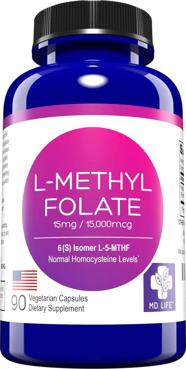 Save $$$ MD Live 5-MTHF L-Methylfolate 15MG Professional Strength Active Folate 90 Capsules