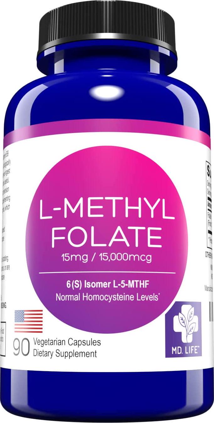 Save $$$ MD Live 5-MTHF L-Methylfolate 15MG Professional Strength Active Folate 90 Capsules