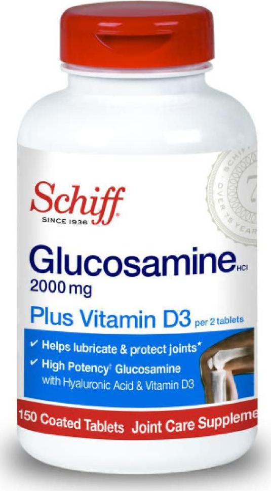 Schiff Glucosamine 2000mg with Vitamin D3 and Hyaluronic Acid, 150 tablets - Joint Supplement