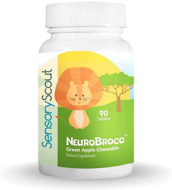 Sensory Scout NeuroBrocc - Daily Chewable Supplement for Kids for Natural Brain and Mood Support – Made with Sulforaphane and Doctor Formulated – Green Apple Flavor – One Month Supply – 90 Chewables