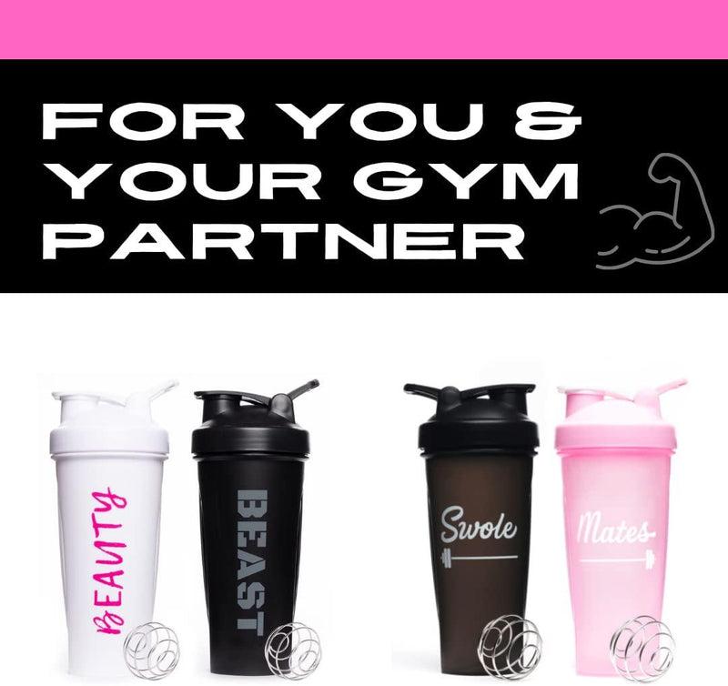 2 Pack 20-Ounce Shaker Bottle with Motivational Quotes (Be You Plum & Mind  Over Matter Rose), Protein Shaker Bottle with Mixer Agitators