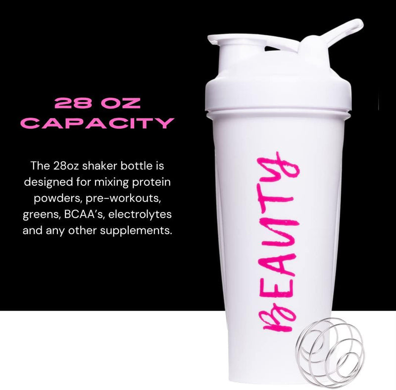 2 Pack 20-Ounce Shaker Bottle with Motivational Quotes (Be You Plum & Mind  Over Matter Rose), Protein Shaker Bottle with Mixer Agitators