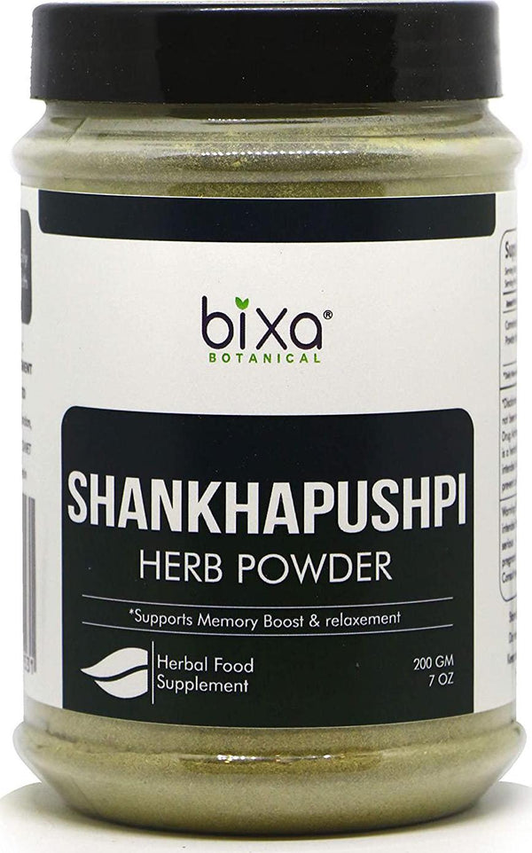Shankhpushpi Powder (Convolvulus pluricaulis) - Memory Booster and Stress Reliever (200g / 7 Oz) | Herbal Supplement for Brain Function Support (Brain Tonic), Reduce Hyper Activeness and Anxiety