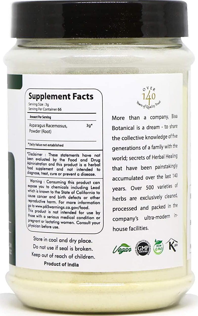 Shatavari Powder (Asparagus Racemosus) | For Breastfeeding Natural Women Health Tonic | Herbal Supplement Females | (200g / 7 Oz) | Uterine Tonic | Promotes Strength | Non GMO | Gluten Free