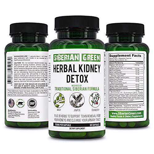 Siberian Green Herbal Kidney Detox 60 Capsules Cranberry Birch Juniper Traditional Siberian Formula