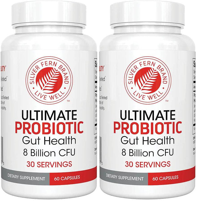Silver Fern Ultimate Probiotic Supplement Vegicaps - Daily Metabolic Restoration Weight Loss 100% Survivability DNA Verified Multi-Strain Probiotic Capsules (2 Bottles - 120 Capsules)