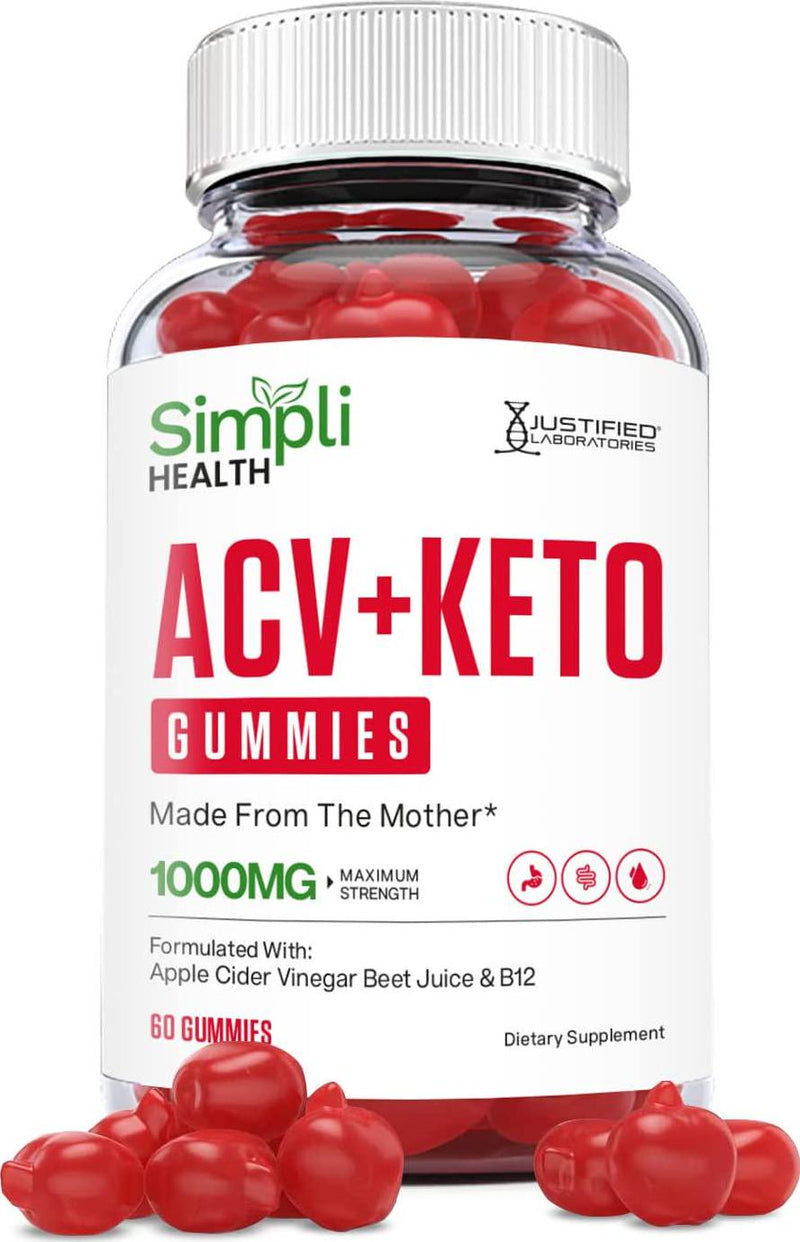 Simpli Health ACV Keto Gummies 1000MG with Pomegranate Juice Beet Root B12 60 Gummys