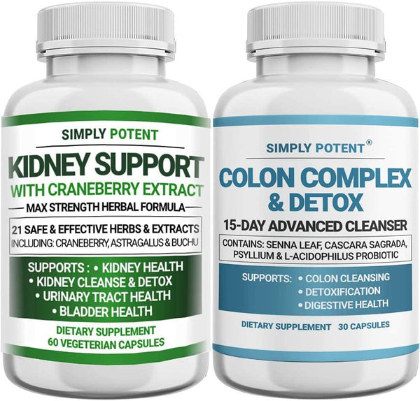 Simply Potent Kidney and Colon Support - Kidney Support and Colon Cleanse Bundle