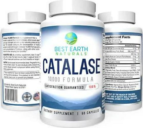 Six Pack of Catalase 10,000 Formula Enzyme Supplement - 6 Full Size Bottles of Catalase with Biotin, Saw Palmetto and More - 6 Month Supply