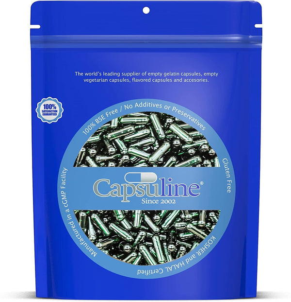 Size 0 Chlorophyll Empty Vegetarian Capsules by Capsuline - Green/Green 1000 Count
