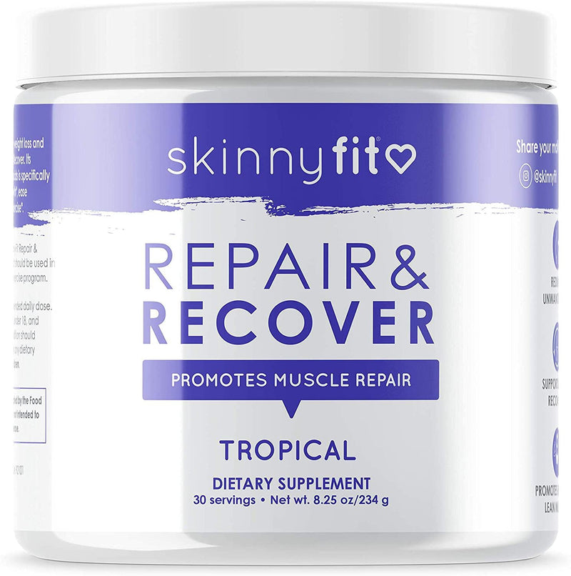 SkinnyFit Repair and Recover 30 Servings: BCAA Powder for Women, Branched Chain Amino Acids, Pre Intra Post Workout Supplement to Support Endurance, Help Aid in Muscle Recovery, Tropical Flavor