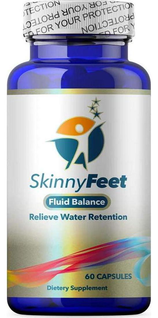 Skinny Feet Water Retention and Swelling Support Reduces Overall Body Fluid Retention -Including Feet, Ankles, Legs, Hands. Natural Edema Supplement (60 Capsules).
