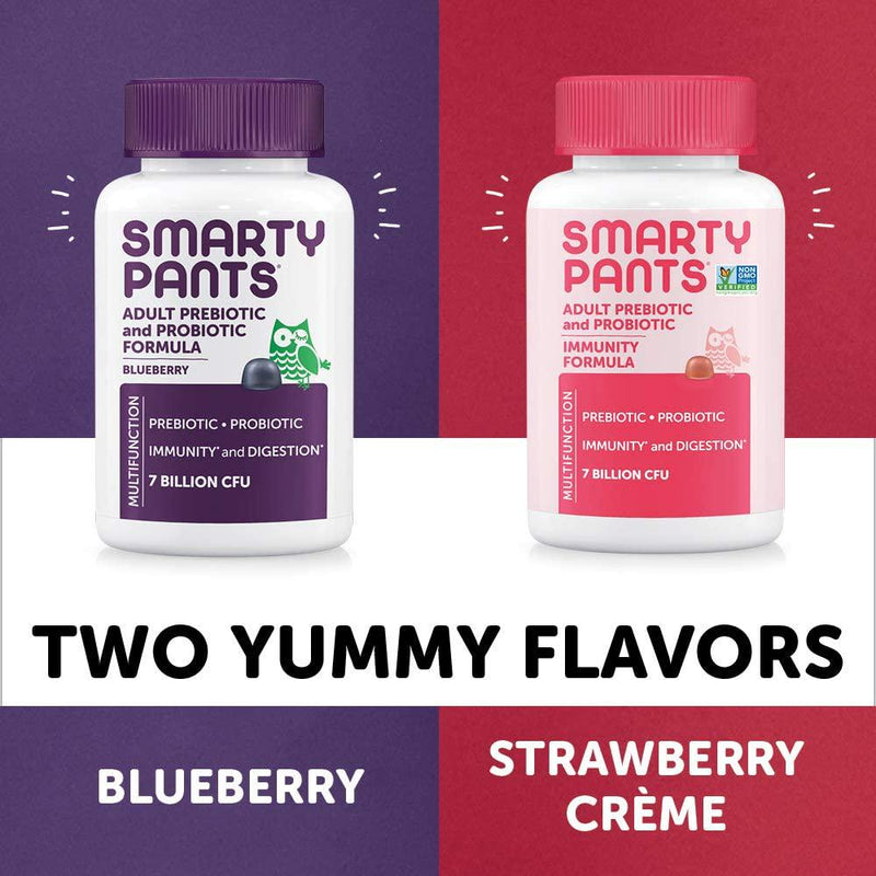 SmartyPants Adult Probiotic Formula Daily Gummy Vitamin: Gluten Free Probiotics and Prebiotics Boosting Immunity and Digestive Support*, 7 bil CFU, Strawberry Creme, 60 Count (30 Day Supply)