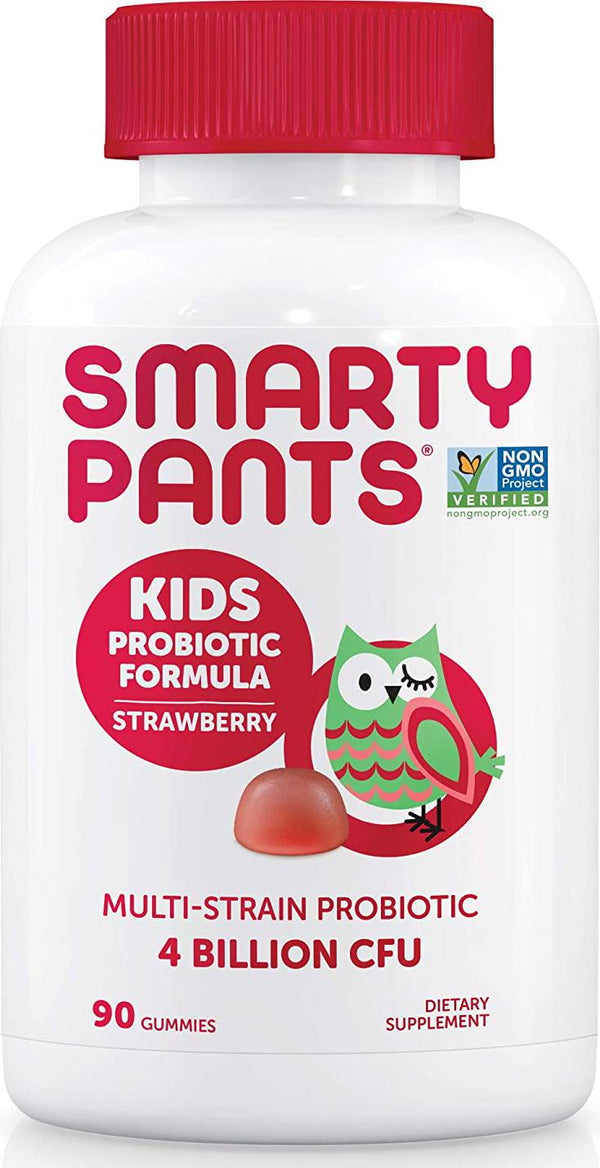 SmartyPants Kids Probiotic Immunity Gummies: Prebiotics and Probiotics for Immune Support and Digestive Comfort, Strawberry Flavor, 90 Gummy Vitamins, 90 Day Supply, No Refrigeration Required