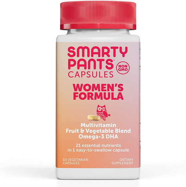SmartyPants Multivitamin for Women: Omega-3 DHA; Zinc for Immunity, Biotin, Iron, Folate, Vitamins D3, C, B6, Vitamin B12 for Energy, One Per Day, 30 Capsules, 30 Day Supply