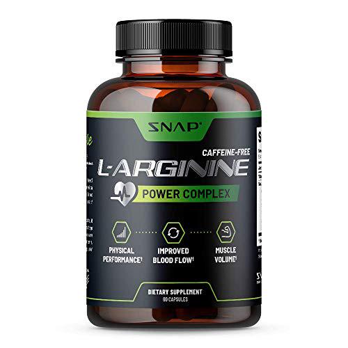 Snap L Arginine Capsules - Blood Circulation Supplements with Nitrosigine and L Citrulline for Natural Energy, Increase Blood Flow and Muscle Growth, Herbs for Cardio Health (60 Capsules)
