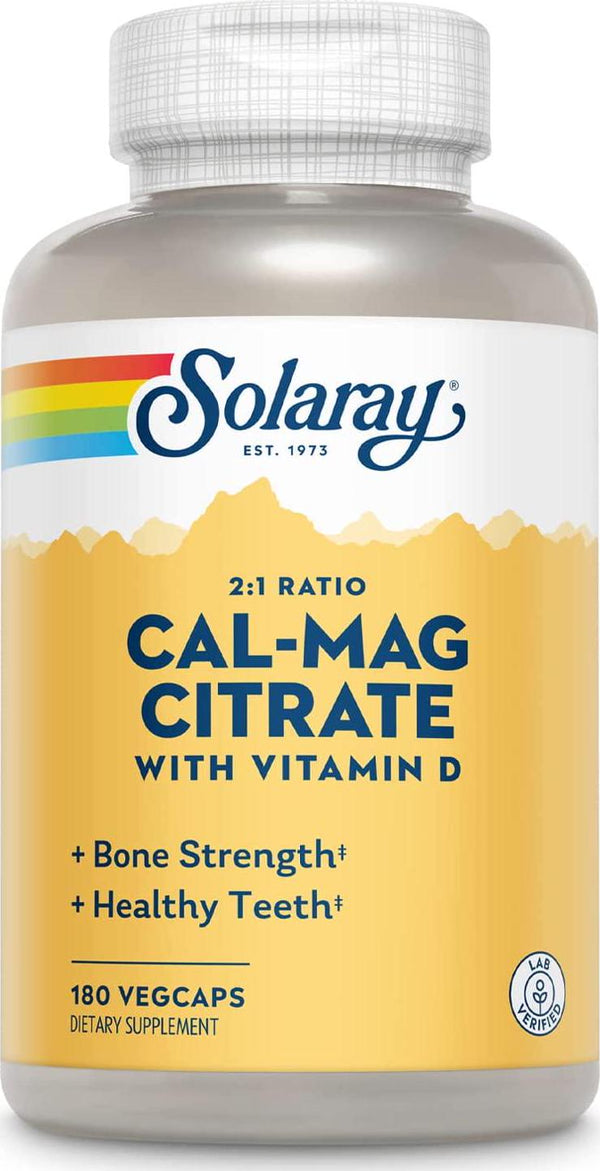 Solaray - Cal-Mag Citrate with 1000 IU Vitamin D3, 2:1 Ratio - 180 Capsules