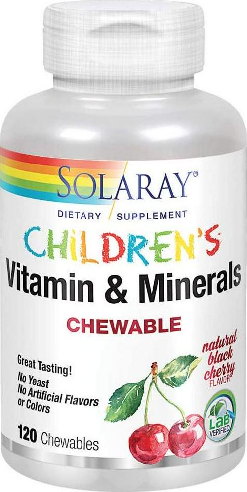 Solaray - Children's Chewable Vitamins and Minerals Natural Black Cherry Flavour - 120 Chewable Wafers
