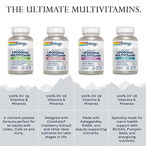 Solaray Liposomal Multivitamin for Women 50 Plus, Enhanced Absorption with Iron, Vitamin D, Vitamin C, B12, Biotin and More, Immune Support and Bone Health, Vegan, 30 Servings, 60 VegCaps