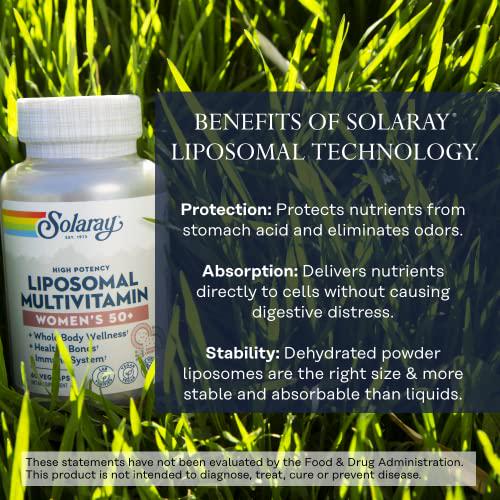 Solaray Liposomal Multivitamin for Women 50 Plus, Enhanced Absorption with Iron, Vitamin D, Vitamin C, B12, Biotin and More, Immune Support and Bone Health, Vegan, 30 Servings, 60 VegCaps