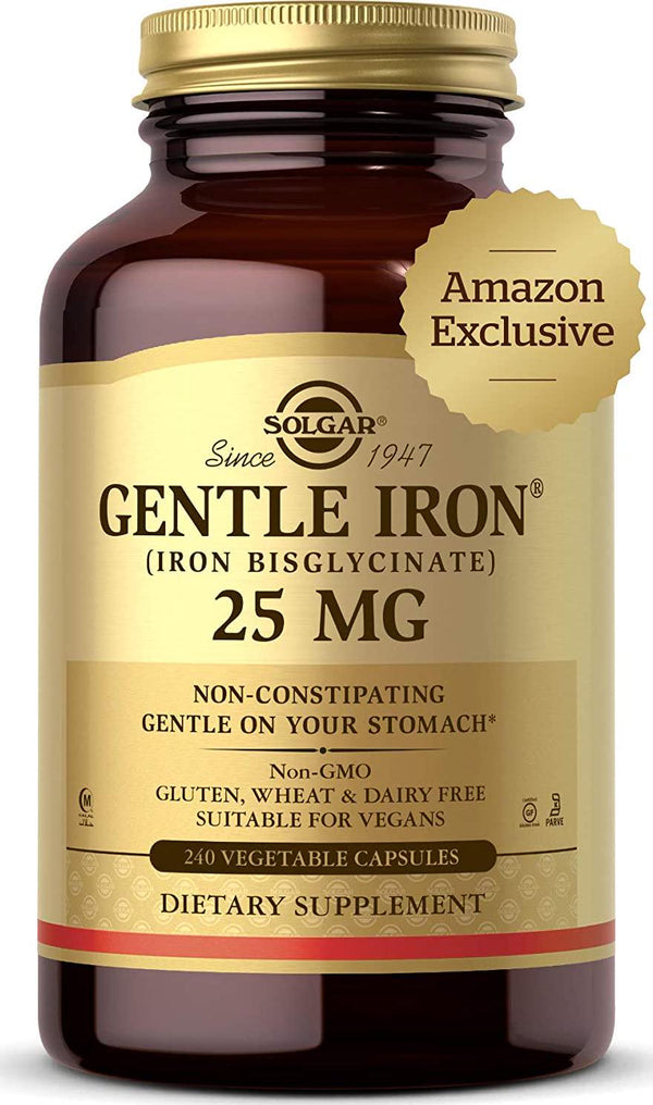 Solgar Gentle Iron, 240 Veg. Capsules - Sensitive Stomachs - Non-constipating - Red Blood Cell Supplement, 240 Count
