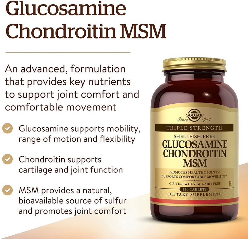 Solgar - Triple Strength Glucosamine Chondroitin MSM (Shellfish-Free) Tablets 120 Count