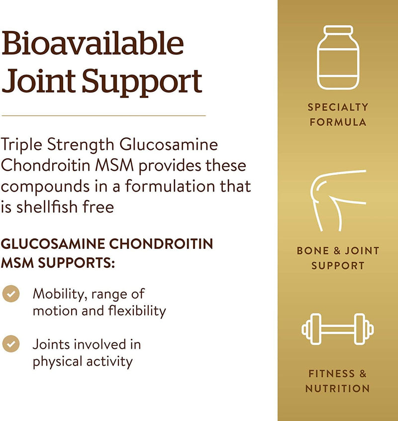 Solgar - Triple Strength Glucosamine Chondroitin MSM (Shellfish-Free) Tablets 120 Count