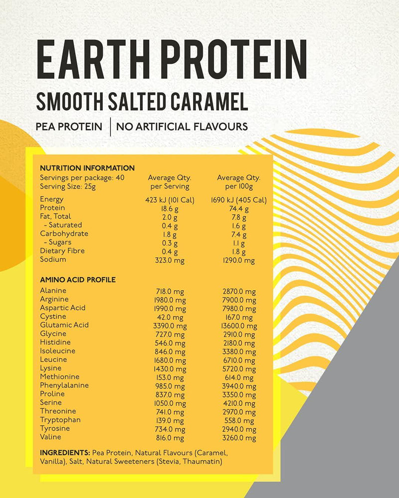 Soul Nutrition Earth Protein Powder, Smooth Salted Caramel, 1 kilograms