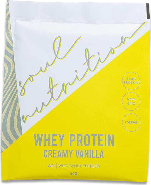 Soul Nutrition Whey Protein Sample Pack, Creamy Vanilla, 40g