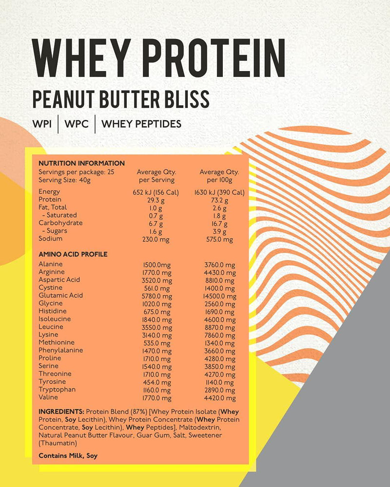 Soul Nutrition Whey Protein Powder, Peanut Butter Bliss, 1 kilograms