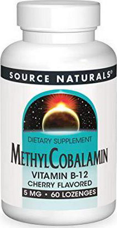 Source Naturals Methylcobalamin Vitamin B-12 5mg Cherry Flavored - 60 Tablets