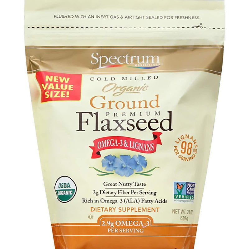 Spectrum Essentials Organic Ground Flaxseed, 24 Ounce (Pack of 1) and Essentials Organic Ground Chia Seeds, 10 Ounce