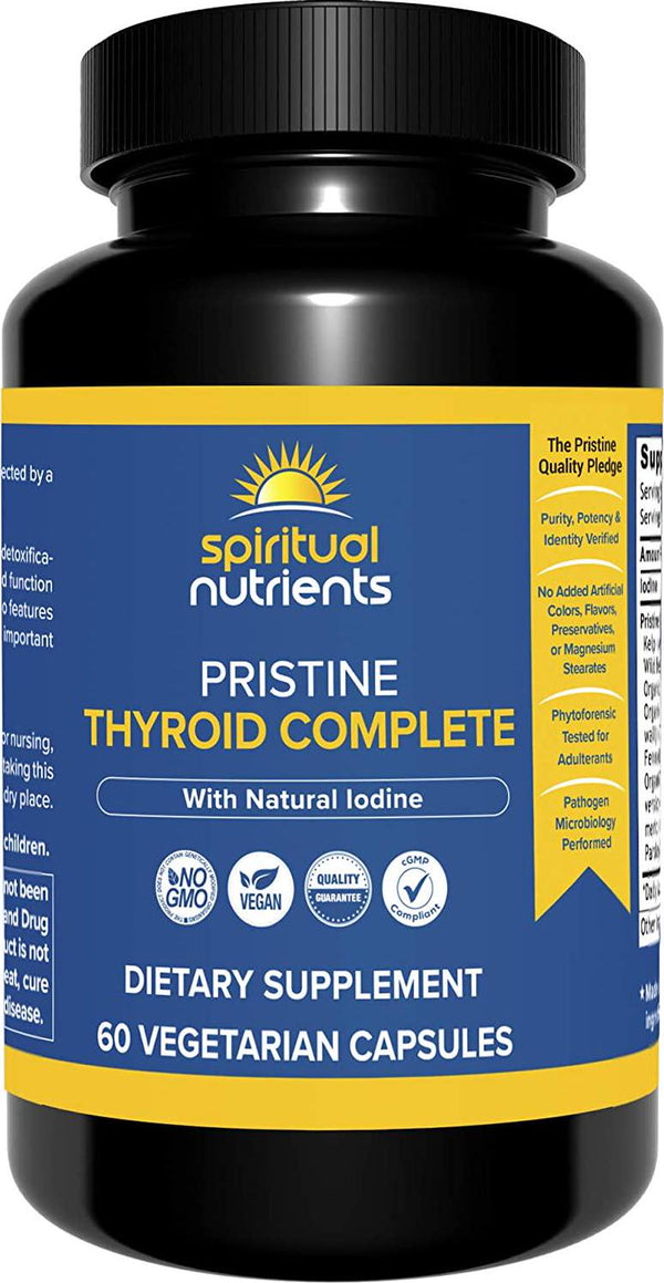 Spiritual Nutrients Pristine Thyroid Complete with Natural Iodine | Detoxification and Healthy Thyroid Function Support | Non-GMO, Vegan | 60 Capsules