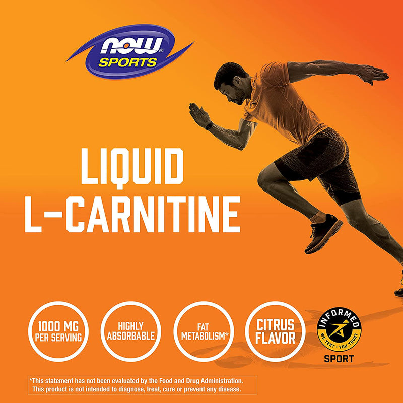 Sports, Liquid L-Carnitine, Citrus Flavor, 1,000 mg, 32 fl oz (946 ml), NOW Foods