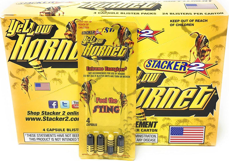 Stacker 2 Yellow Hornet Extreme Energizer Dietary Supplement 24 Blister Pack with 4 Capsules in Each Pack (1)