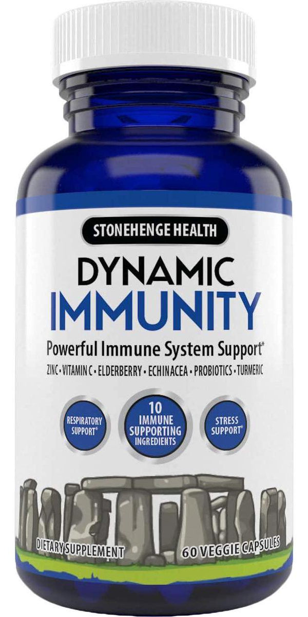 Stonehenge Health Dynamic Immunity - Immune System Support, Elderberry, Echinacea, Turmeric, Probiotics, Vitamins - 60 Veggie Capsules, 30 Day Supply, 1 Bottle