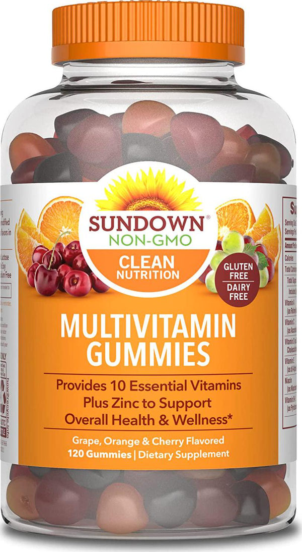 Sundown Adult Multivitamin Gummies with Vitamin C, D3 and Zinc for Immune Health, Gluten-Free, Dairy-Free, Non-GMO(2), 120 Count