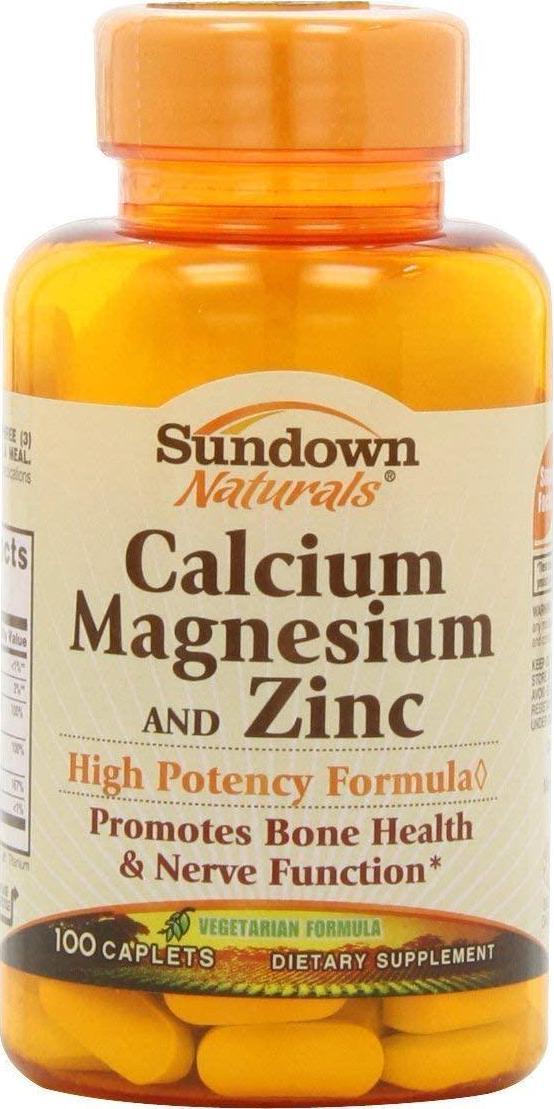 Sundown Calcium Magnesium and Zinc Caplets 100 Caplets (Pack of 2)