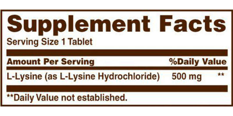 Sundown L-Lysine HCl, For Balanced Nutrition and Health, 500 mg, 100 Caplets (Pack of 4)