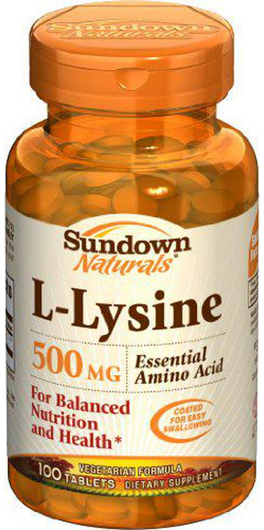 Sundown L-Lysine HCl, For Balanced Nutrition and Health, 500 mg, 100 Caplets (Pack of 4)