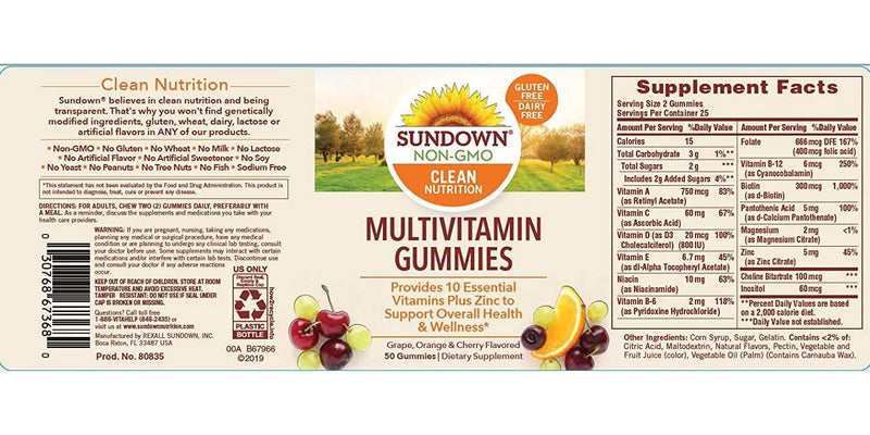 Sundown NaturalsAdult Multivitamin, 50 Gummies (Pack of 3)