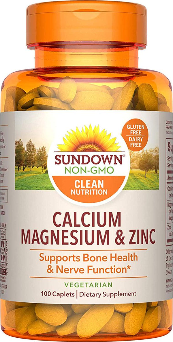 Sundown Naturals Calcium, Magnesium and Zinc High Potency, 100 Caplets