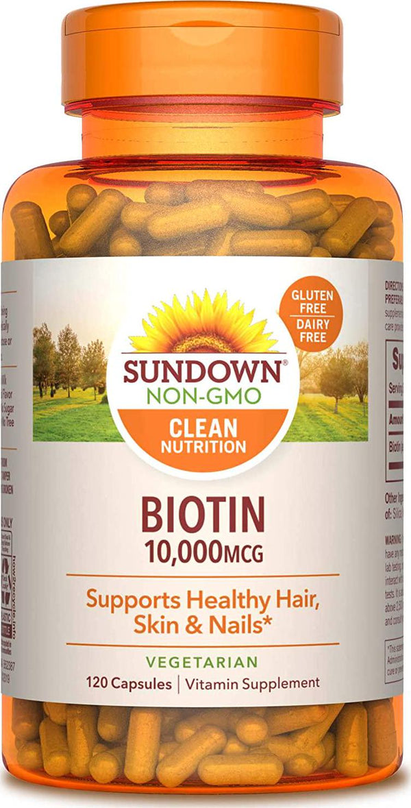 Sundown Naturals Vegetarian Biotin 10000 mcg, 120 Capsules